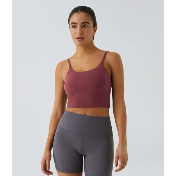 Halara Basic Padded Workout Cropped Tank Top in  Cordovan Burgundy Size S NWT - Picture 4 of 10
